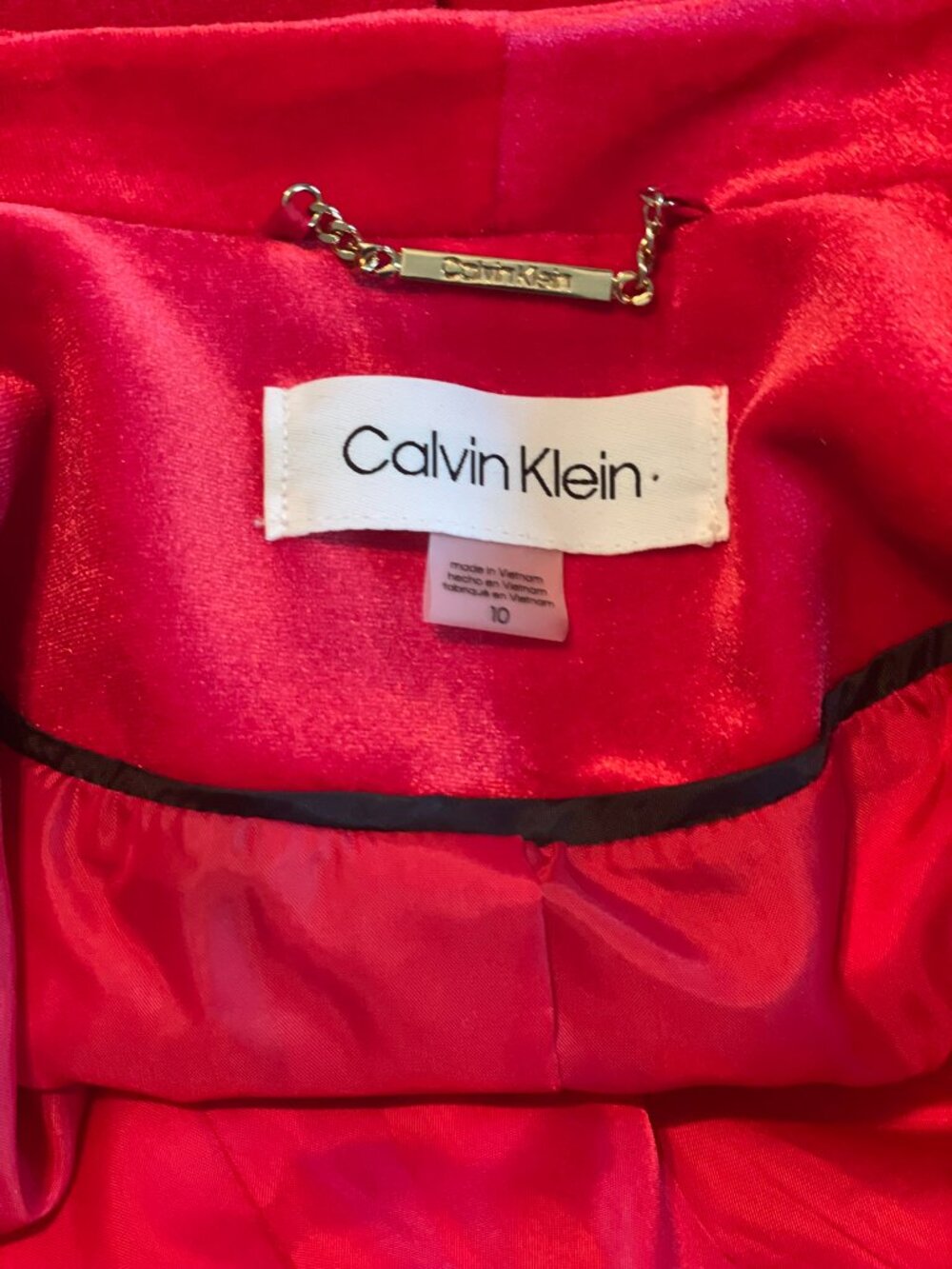 Calvin Klein Red Velvet Tuxedo Jacket Women's Size 10 NWT - Picture 3 of 8